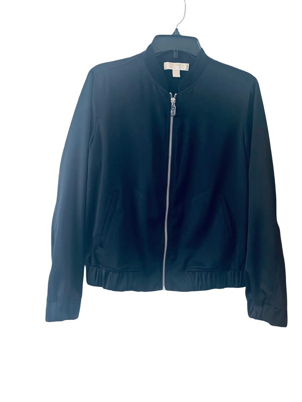 Women’s Michael Kors Black Bomber Jacket with Silver Zip Size Small